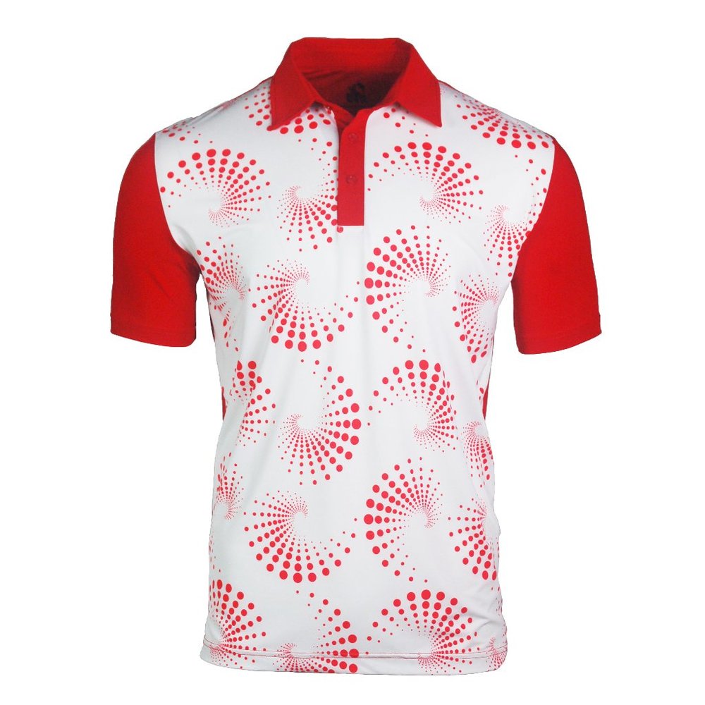 Scorpion 21 Twisted Cherry Red & White Golf Polo